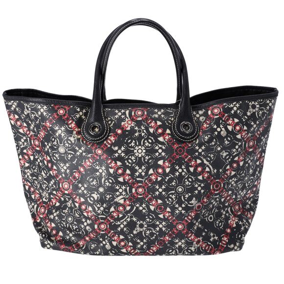 CHANEL Coco Travel Line Tote Bag Black Cream Red PVC Caviar - Picture 1 of 8